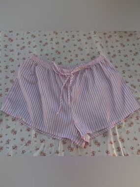Pink & White Striped Shorts